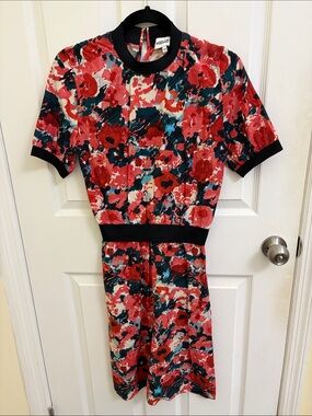 KENZO Fitted Aquarelle Midi-dress - Size 34/US 2 - ADDED SIDE ZIPPE
